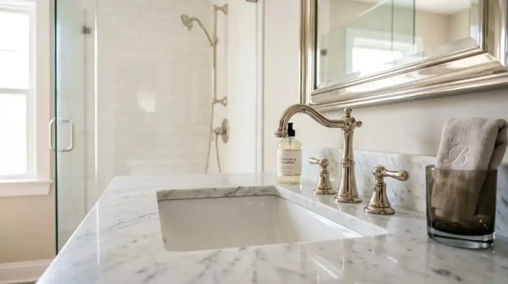increase home value bathroom finishes marble