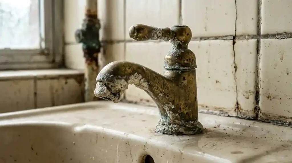 outdated bathroom sink fixture