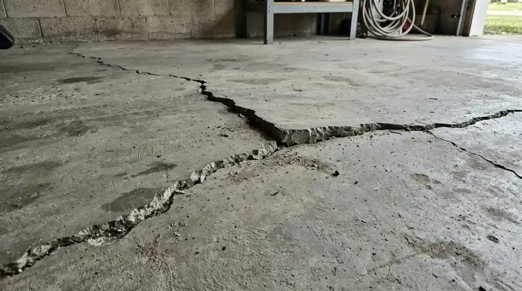 significant concrete slab cracks