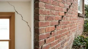 wall cracks and stair-step cracks in the brickwork