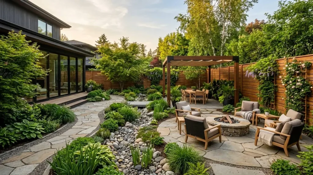 backyard patio with fire pit