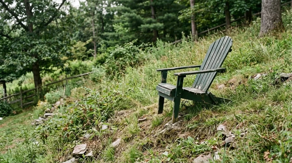 chair on sloped ground