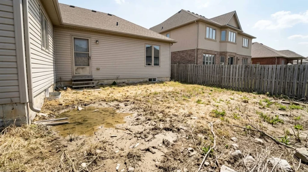 neglected suburban backyard