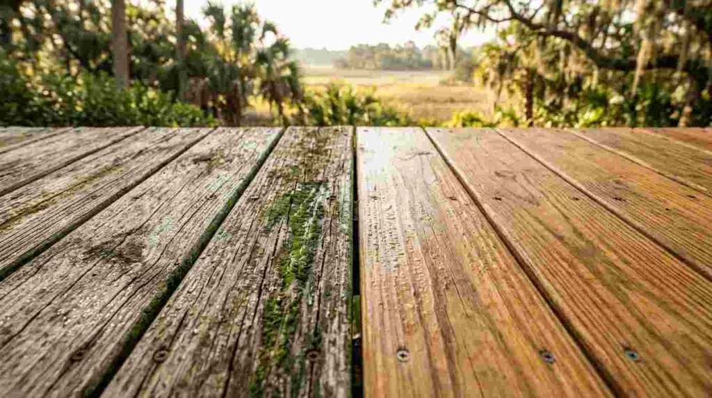 wooden deck before and after