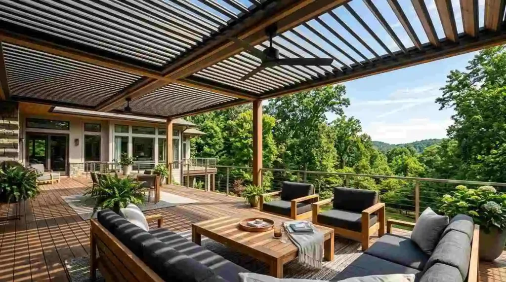 pergola on spacious deck