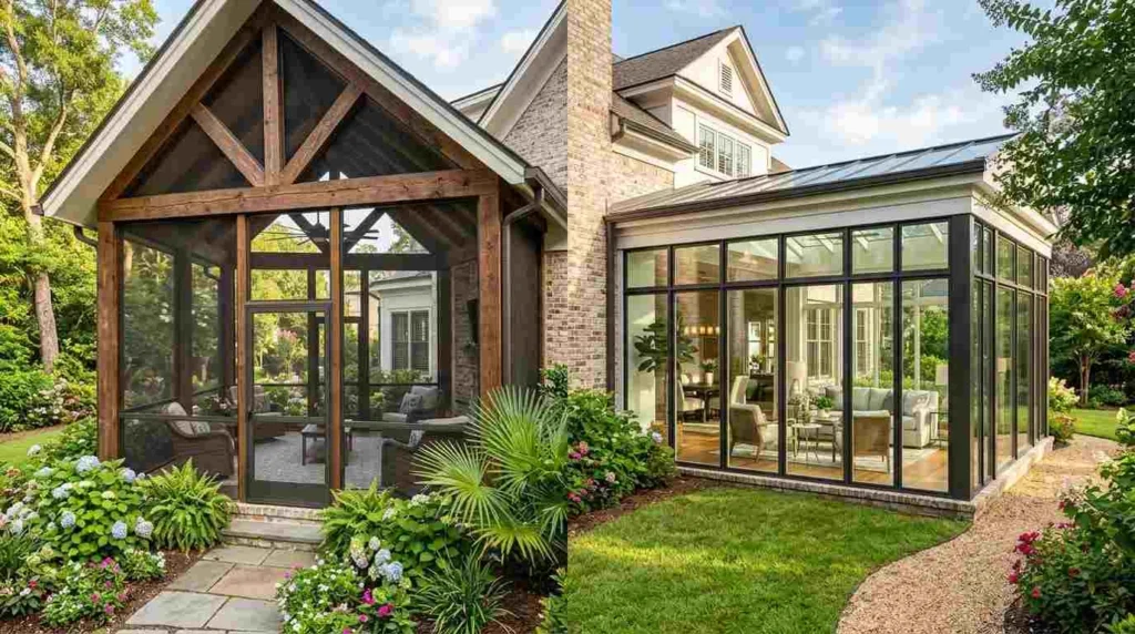 screened porch vs sunroom cost